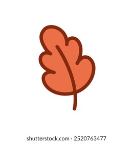 Folha de outono bonito isolado em branco sobre fundo branco. Simples ícone plano logotipo vetor ilustração design.