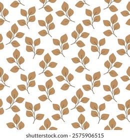 Cute Autumn Leaves Botanical Seamless Pattern - Background - Summer - Spring Floral Illustration Plants