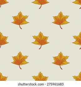 Cute autumn leaves pattern. Seamless vector illustration. Paper texture
