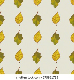 Cute autumn leaves pattern. Seamless vector illustration. Paper texture