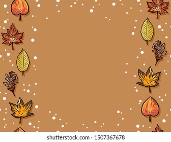 Cute autumn leaves seamless pattern. Fall decoration background tile. Space for text