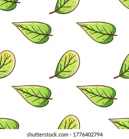 cute autumn leaves seamless pattern with hand drawn style on white background