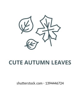 Cute autumn leaves vector line icon, linear concept, outline sign, symbol
