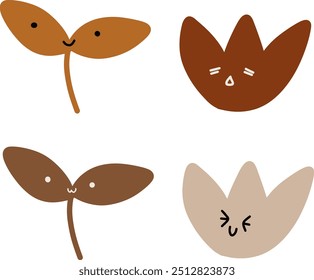 Lindo Vector de hojas de otoño | Varias expresiones | Diseño minimalista | 4 VECTORES