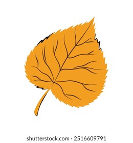 Linda hoja de tilo de otoño. Ilustración vectorial en estilo plano y Doodle para el diseño de otoño