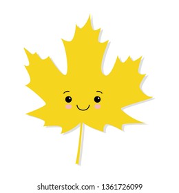 cute autumn maple leaf vector on a white background