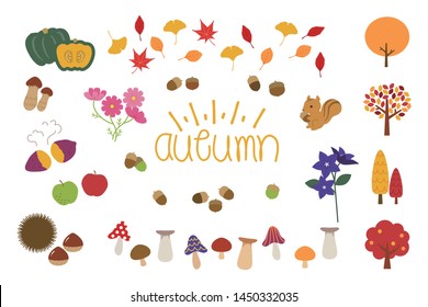 Cute autumn material illustration set.