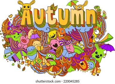 cute autumn with monsters
