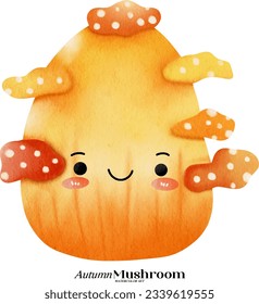 Cute autumn mushroom watercolor illustration set