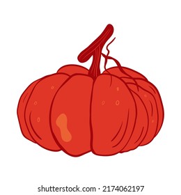 Cute autumn pumpkin. Vector illustration with doodles in the theme of cozy autumn.A cute element for greeting cards, posters, stickers and seasonal design. Isolated on a white background