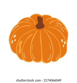 Cute autumn pumpkin. Vector illustration with doodles in the theme of cozy autumn.A cute element for greeting cards, posters, stickers and seasonal design. Isolated on a white background