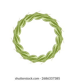 A cute autumn round frame with green pumpkins. This autumn composition is framed. The pumpkins are arranged in a circle. Vector illustration on a white background