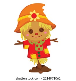 Cute Autumn Scarecrow Illustration Vector Clipart