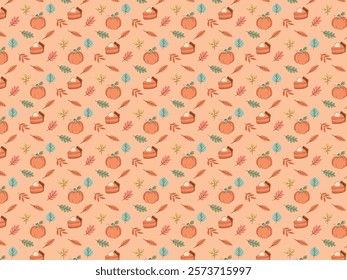 cute Autumn seamless pattern design on lite background
