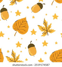 Lindo patrón de otoño sin fisuras con diferentes hojas de arce y tilo. Fondo de Vector para diseño textil o telón de fondo