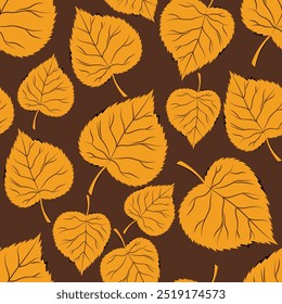 Lindo patrón de otoño sin fisuras con tilo de hoja. Fondo de Vector para diseño textil o telón de fondo