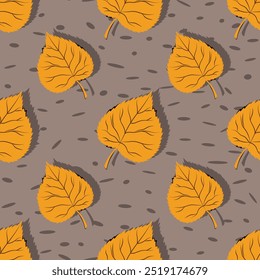 Lindo patrón de otoño sin fisuras con tilo de hoja. Fondo de Vector para diseño textil o telón de fondo