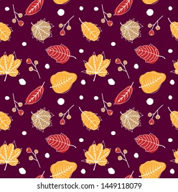 Cute autumn seamless pattern with leaves