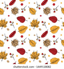 Cute autumn seamless pattern with leaves
