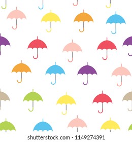 Cute autumn seamless pattern with a set of textured flat umbrellas.eps 10