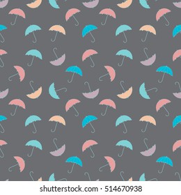 Cute autumn seamless pattern with a set of umbrellas