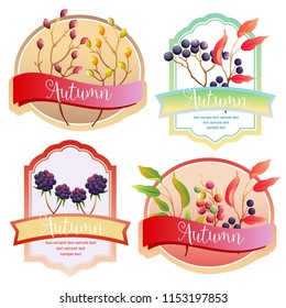 cute autumn season plant cute label