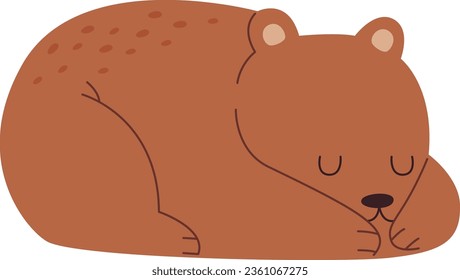 Cute Autumn Sleepy Bear Vector Illustration
