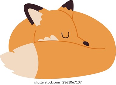 Cute Autumn Sleepy Fox Vector Illustration