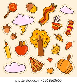 Cute Autumn Sticker with Hand drawn Style