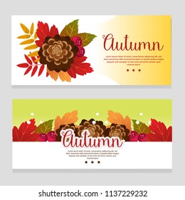 cute autumn theme banner with foliage