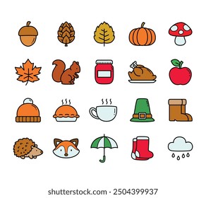 Cute autumn theme icon vector