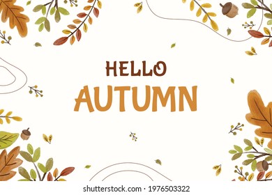 Cute Autumn Theme Season Background in Watercolor Style