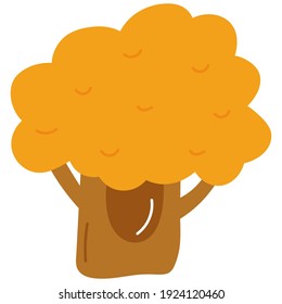 Cute autumn tree. Vector hand illustration
