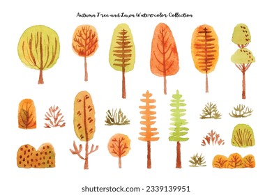 Cute Autumn Tree Watercolor Collection