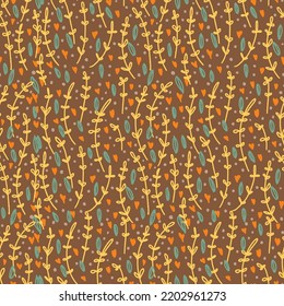 Cute autumn twigs - vector seamless pattern