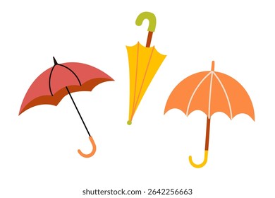 Cute autumn umbrellas vector set