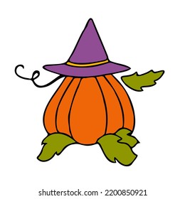 Cute autumn vector illustration, hand drawn pumpkins, isolated on white background