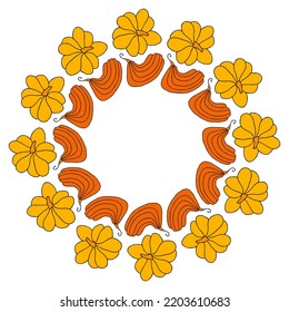 Cute autumn vector illustration, hand drawn pumpkins, isolated on white background