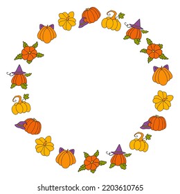 Cute autumn vector illustration, hand drawn pumpkins, isolated on white background