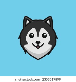 Cute avatar alaskan malamute head simple cartoon vector illustration dog breeds nature concept icon isolated