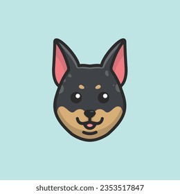 Cute avatar australian cattle head simple cartoon vector illustration dog breeds nature concept icon isolated