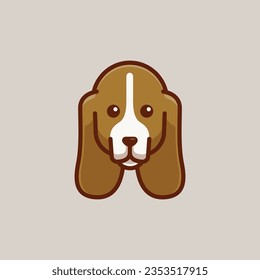 Cute avatar basset hound head simple cartoon vector illustration dog breeds nature concept icon isolated