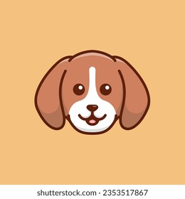 Cute avatar beagle head simple cartoon vector illustration dog breeds nature concept icon isolated