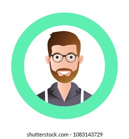 Cute avatar beard man character