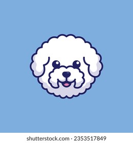 Cute avatar bichon frise head simple cartoon vector illustration dog breeds nature concept icon isolated