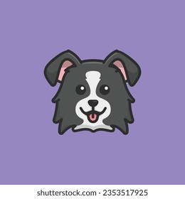 Cute avatar border collie head simple cartoon vector illustration dog breeds nature concept icon isolated