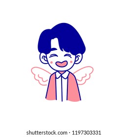 cute avatar a boy with a happy face dan sayap