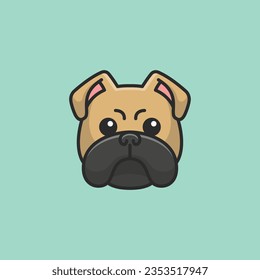 Cute avatar bulldog head simple cartoon vector illustration dog breeds nature concept icon isolated