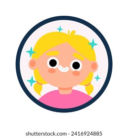 Un avatar lindo del niño en el diseño de caricaturas. Este diseño de avatar infantil exude cualidad y encanto, haciendo que sea una elección reconfortante para materiales educativos, o plataformas digitales. Ilustración vectorial.