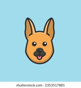 Cute avatar german shepherd head simple cartoon vector illustration dog breeds nature concept icon isolated